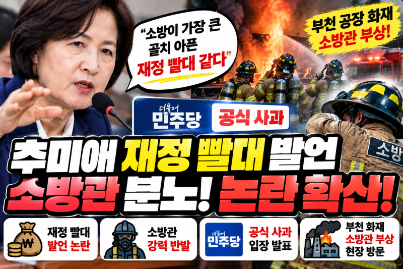 추미애 재정 빨대 발언 논란! 부천 화재