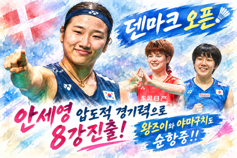 [배드민턴/덴마크 오픈] 무릎 꿇고도 받아낸 안세영! 홈 에이스 제압하고 8강 진출 (ft. 왕즈이....