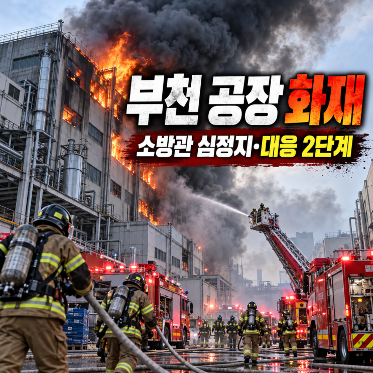 [속보] <b>부천</b> 공장 <b>화재</b>, 소방관 1명 심정지까지｜대응 2단계 발령, 도....