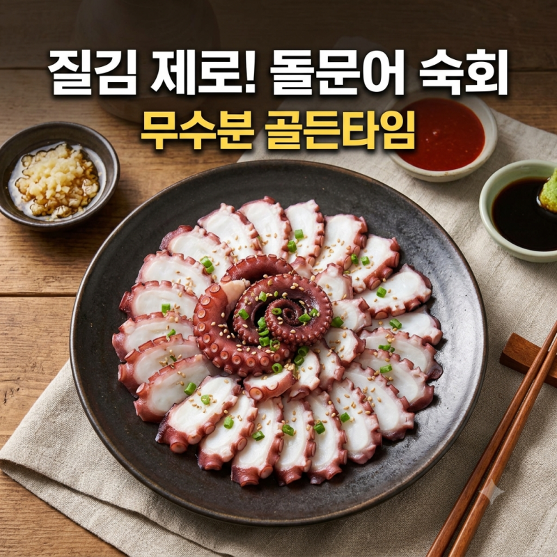 [돌문어 숙회 맛있게 만드는법] 질기지 않고 탱글하게! 무수분 타이밍 노하우 & 특제 소스