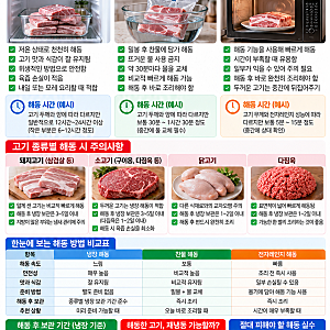 냉동 고기 해동 방법 3가지｜전자레인지·찬물·냉장 해동과 재냉동 기준