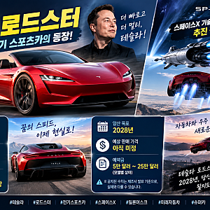 ⚡테슬라 로드스터 공개! 하늘을 나는 전기 스포츠카, 성능과 가격은? 2028년 양산 목표…제로....