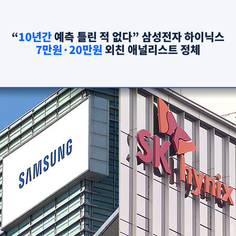 “10년간 예측 틀린 적 없다” 삼성전자 하이닉스 7만원·20만원 외친 애널리스트 정체
