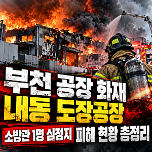 [소방관 1명 심정지] 부천 공장 화재 내동 도장공장 피해 현황 총정리