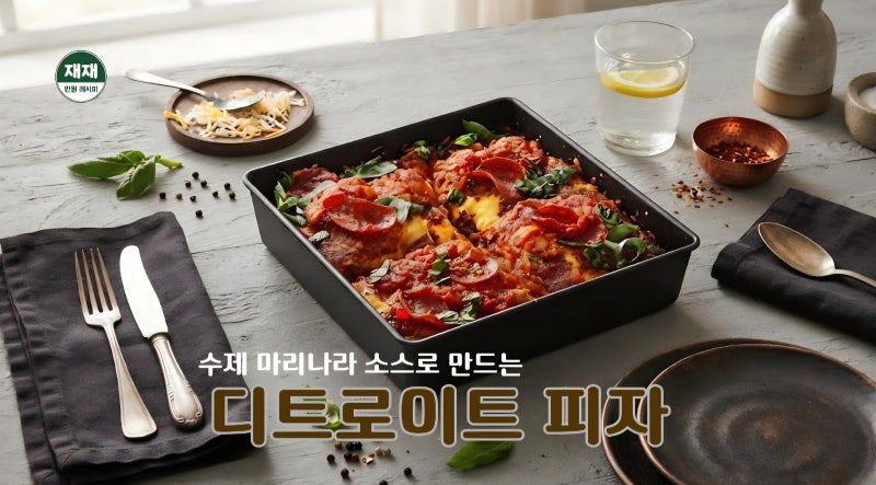 바삭하고 진한 미국 디트로이트의 맛, 집에서 완벽하게 즐기는 사각 피자 레시피
