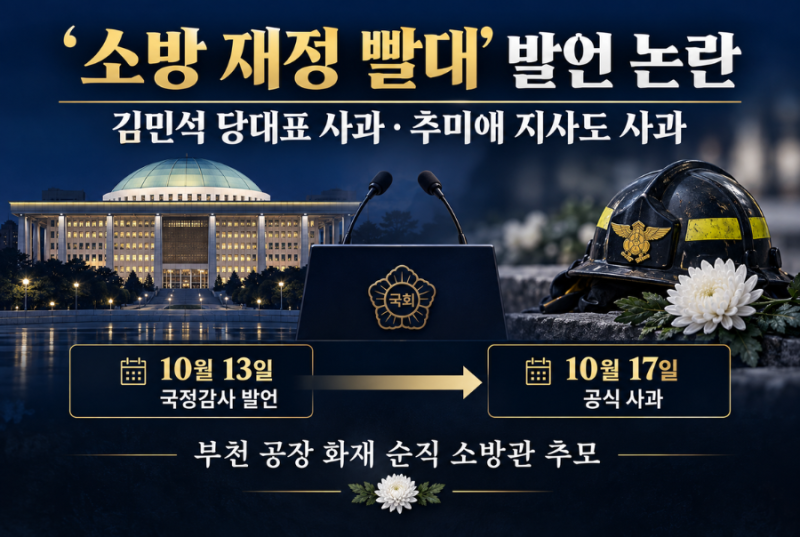 “소방이 재정 빨대?” 추미애 발언에 김민석까지 사과…부천 소방관 순직에 커진 논란