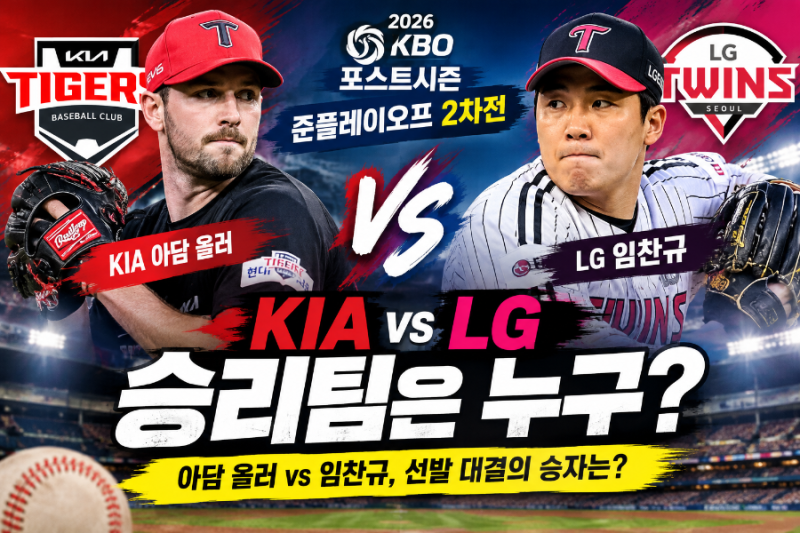 ⚾ KIA vs LG 준플레이오프 2차전 전망! 아담 올러 vs 임찬규, 승자는 누구?