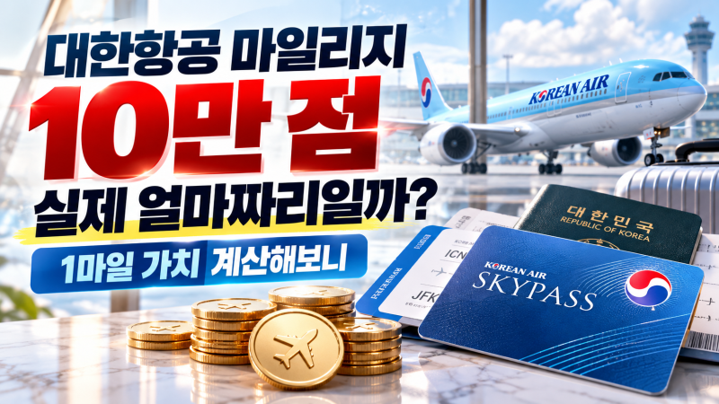 대한항공 마일리지 10만 점, 실제 얼마짜리일까? 1마일 가치 계산해보니
