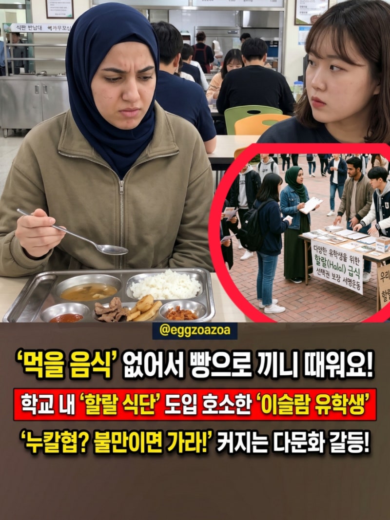 "포로로 끌려왔냐? 내 세금으로 왜?" 무슬림 유학생 '할랄 식단' 요구에 발칵 이