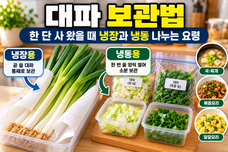대파 보관법, 냉장 보관법부터 냉동 보관법까지 정리