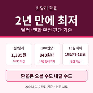 환율 2년 만에 최저 1330원대, 달러 엔화 환전 시기 판단 기준 정리