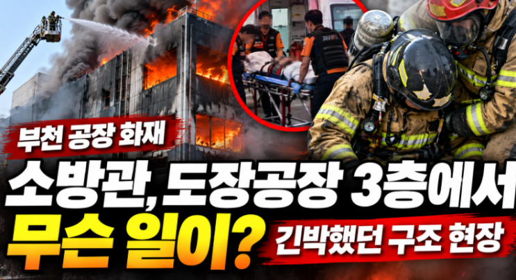 <b>부천 공장 화재</b> 소방관, 도장<b>공장</b> 3층에서 무슨 일이?…긴박했던 구....