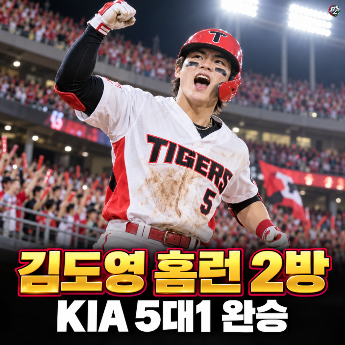 역전포 치고 쐐기포까지 쾅! <b>김도영 2홈런</b> 4타점에 KIA 준PO 1차전 압....