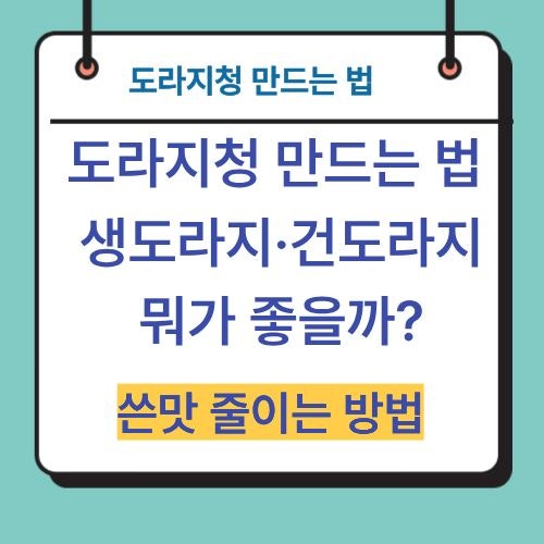 도라지청 만드는 법, 생도라지·건도라지 뭐가 좋을까? 쓴맛 줄이는 방법