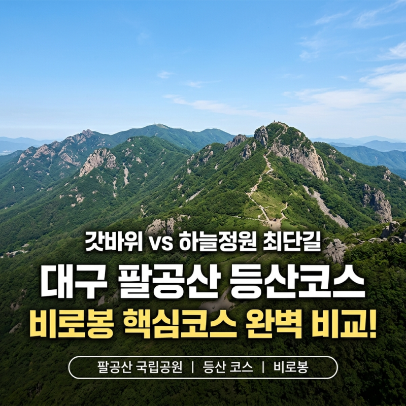 대구 팔공산 등상코스, 갓바위부터 비로봉 하늘정원 최단길 비교