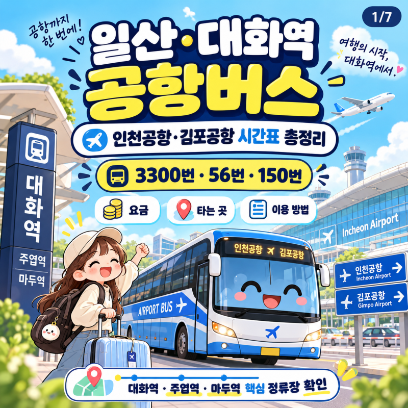 2026 일산·대화역 공항버스｜인천공항 3300번·김포공항 56번·150번 시간표·요금·타는 곳