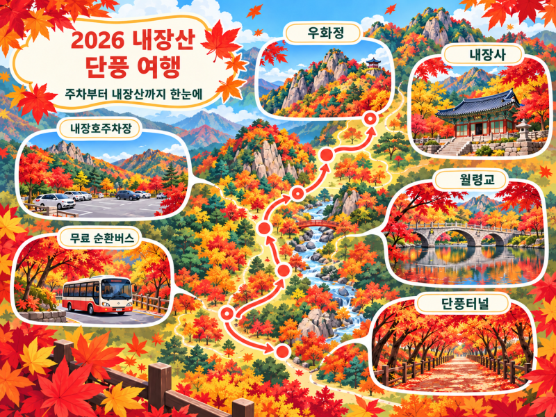 내장산 단풍 당일치기｜우화정·단풍터널·내장사 골라 걷기