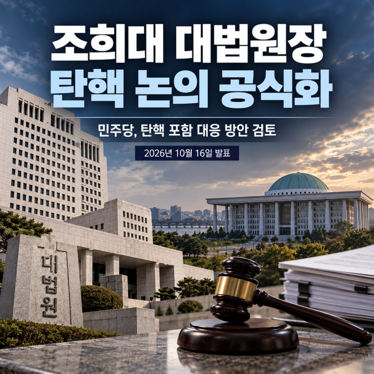 <b>조희대</b> 대법원장 <b>탄핵</b> 논의 공식화, <b>민주당</b>이 강경 대응에 나선 이....