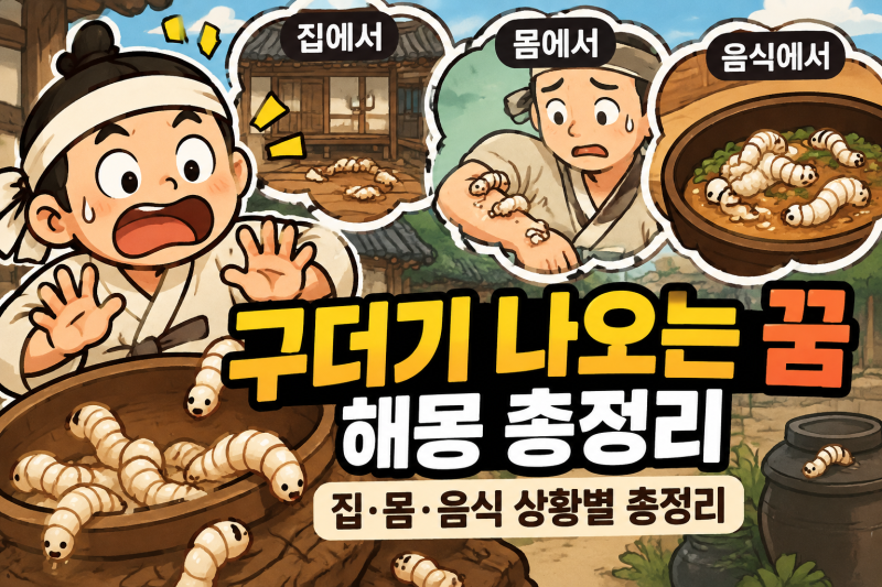 구더기 나오는 꿈 해몽 총정리: 집·몸·음식 상황별 총정리