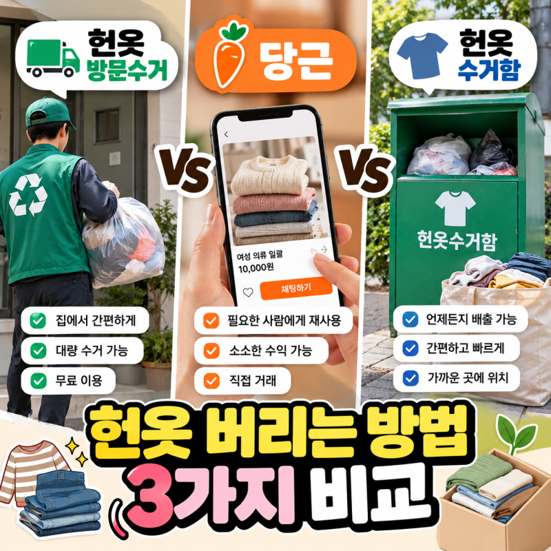 헌옷방문수거 vs 당근 vs 헌옷수거함, 헌옷 버리는 방법 비교