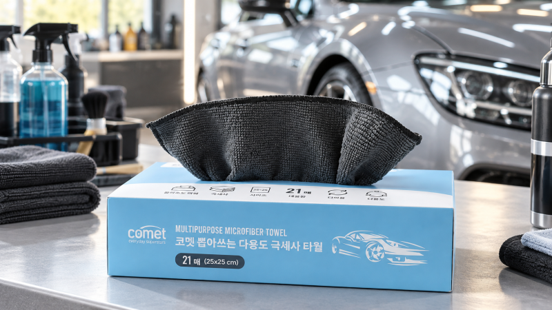 닦고 또 닦아도 마르지 않던 세차 뒤끝, 코멧 뽑아쓰는 다용도 극세사 세차 타월 21매입 그레....