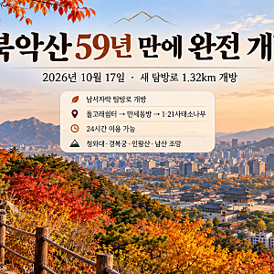 북악산 59년 만에 완전 개방｜새 탐방로 1.32km 코스·입구·교통·전망 포인트 총정리
