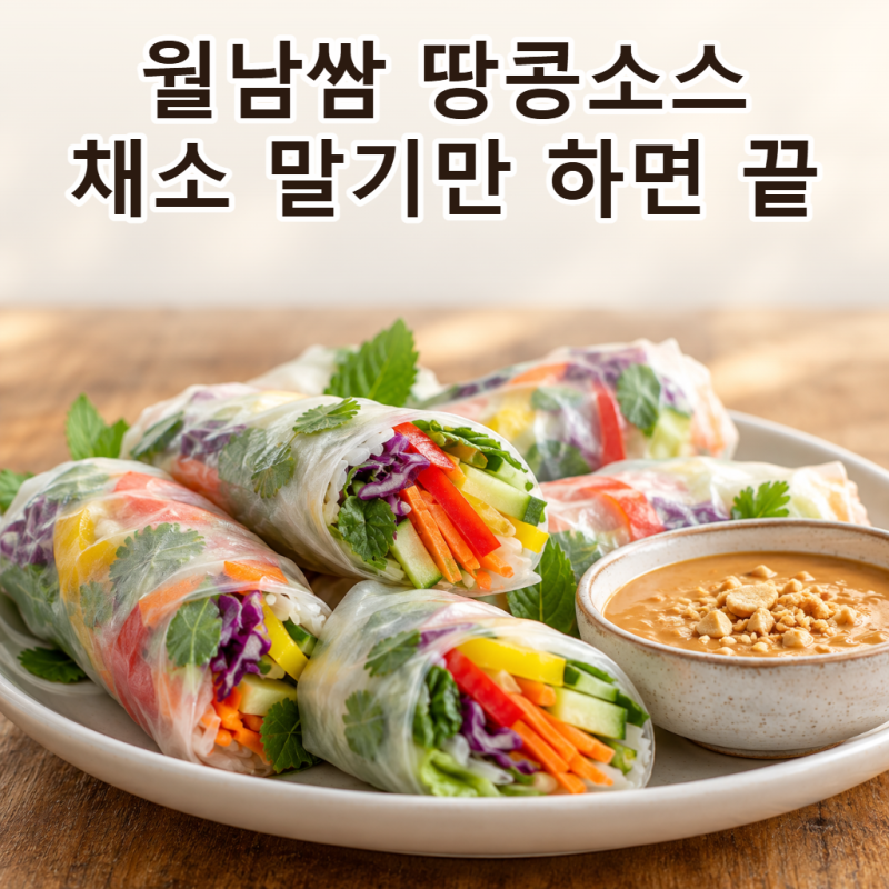 월남쌈 땅콩소스 만들기, 채소 얇게 썰어 말기만 하는 라이스페이퍼 한 접시