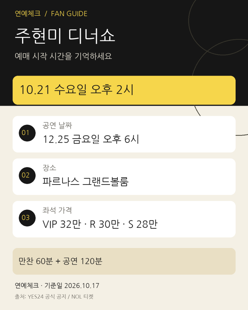 주현미 크리스마스 디너쇼 예매 언제? 10월 21일 오후 2시·좌석 가격 정리