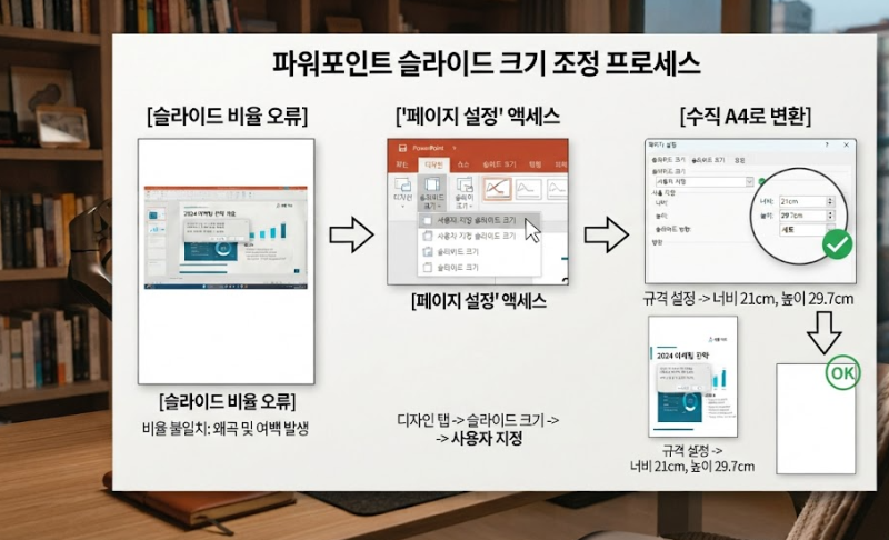 파워포인트(PPT) 인쇄 여백 제거 및 슬라이드 크기 설정 완벽 해결! A4 용지에 꽉 차게 출력하....