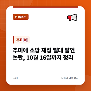 추미애 소방 재정 빨대 발언 논란, 10월 16일까지 정리