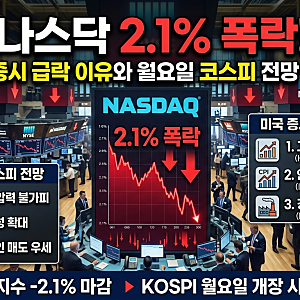 나스닥 2.1% 폭락! 미국 증시 급락 이유와 월요일 코스피 전망 총정리