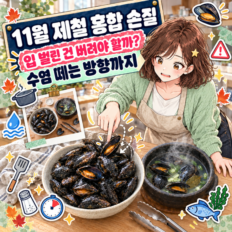 "입 벌린 홍합 먹어도 될까?" 11월 제철 홍합 손질법, 홍합탕 전 수염 떼는 방법
