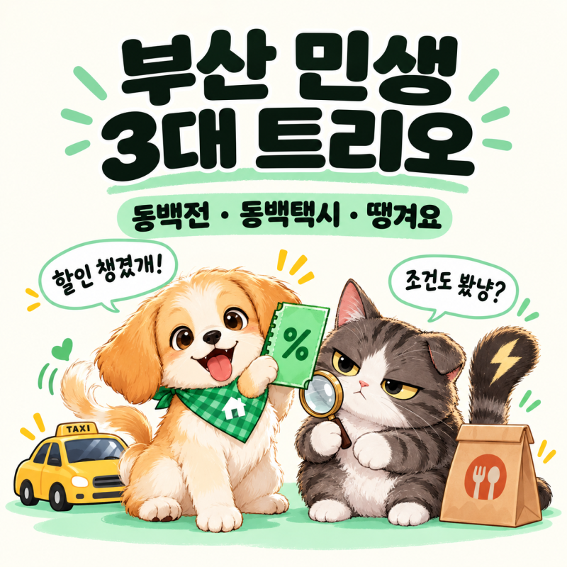 부산 생활비 아끼는 민생 3대 트리오｜동백전·동백택시·땡겨요 혜택과 이용법