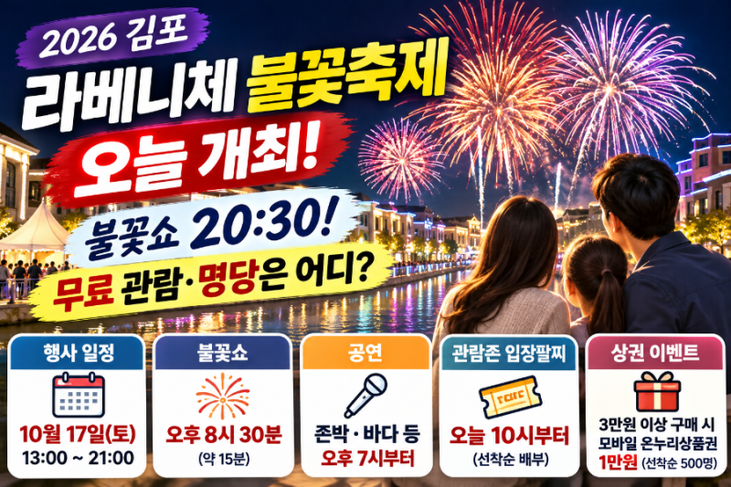 김포 라베니체 불꽃축제 오늘 개최! 오후 8시 30분 불꽃쇼, 무료 관람 명당은 어디?