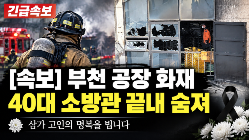 [안타까운 소식] 부천 공장 화재 진압 중 40대 소방관 끝내 숨져…잊지 말아야 할 소방관의 희....