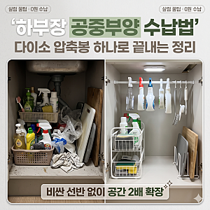 "선반 살 돈 굳었네요" 다이소 압축봉 싱크대 하부장 정리 꿀팁 추천