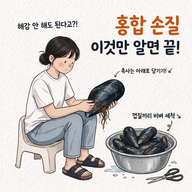 “해감 안 해도 된다고요?” 홍합 손질 해감 보관법 제철 시기 족사 제거