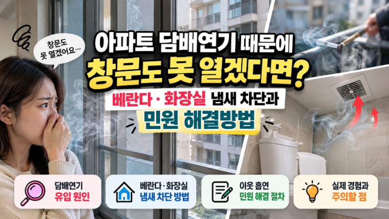 아파트 담배연기 때문에 창문도 못 열겠다면? 베란다·화장실 냄새 차단과 민원 해결방법