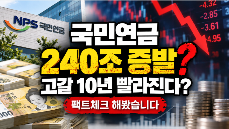 <b>국민연금</b> 240조 <b>손실</b> 사실일까? 국내<b>주식</b> 20.8%·2045년 고갈설 확인해....