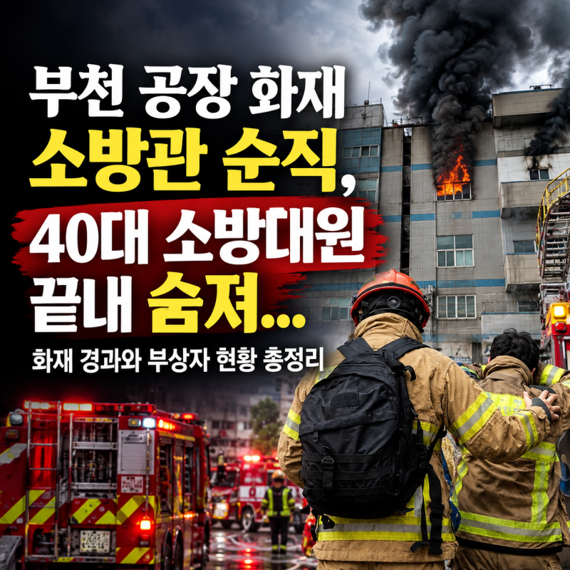 부천 공장 화재 소방관 순직, 40대 소방대원 끝내 숨져…화재 경과와 부상자 현황 총정리