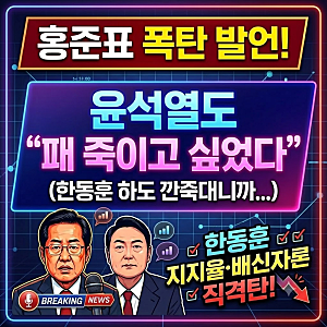 [속보] 홍준표, 한동훈 향해 폭탄 발언! "윤석열도 패 죽이고 싶었다 해" (보수 재건? 코미디!)
