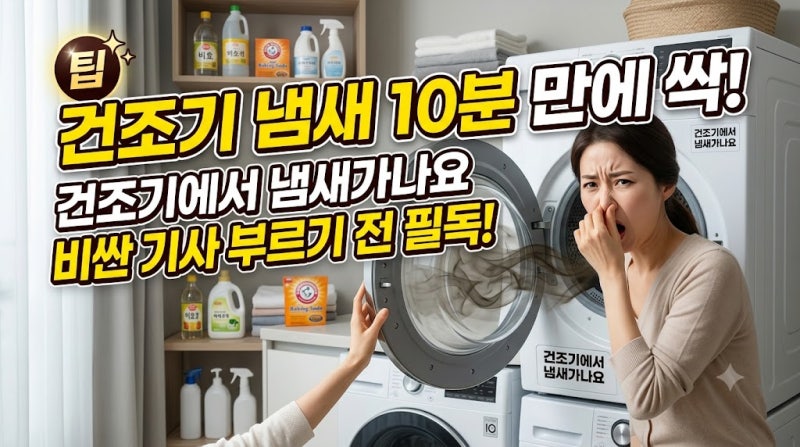 "건조기에서 냄새가나요" 비싼 A/S 기사 부르지 마세요! 100원으로 찌린내 잡는 살림 꿀팁