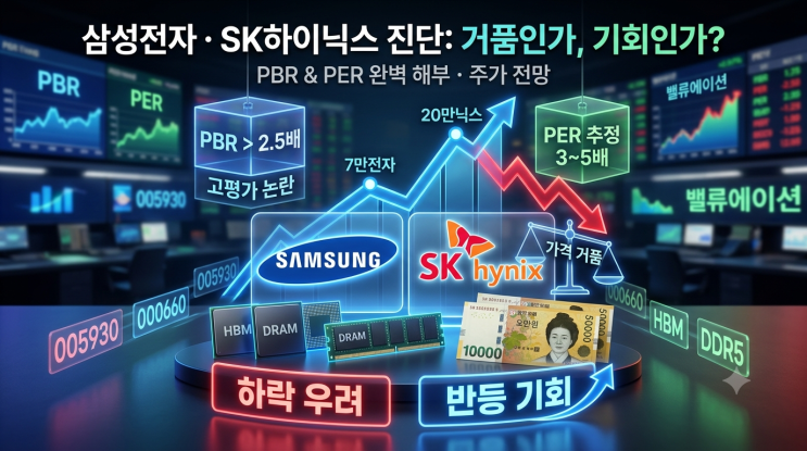 "지금 사도 될까?" 삼성전자 하이닉스 하락세 속 지지선과 PBR·PER 완....