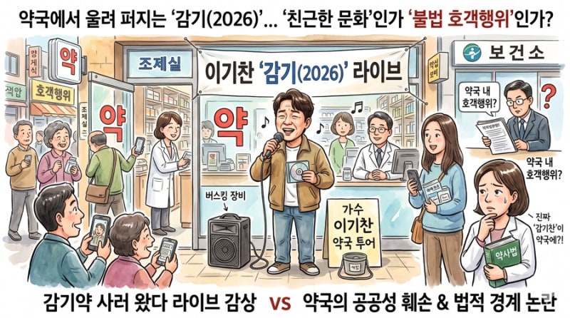 약국에서 울려 퍼진 '감기'…가수 이기찬의 이색 홍보, 약사법 해석 놓고 논쟁