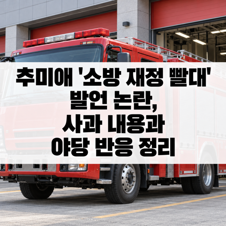 <b>추미애</b> '소방 재정 빨대' 발언 논란, <b>사과</b> 내용과 야당 반응 정리