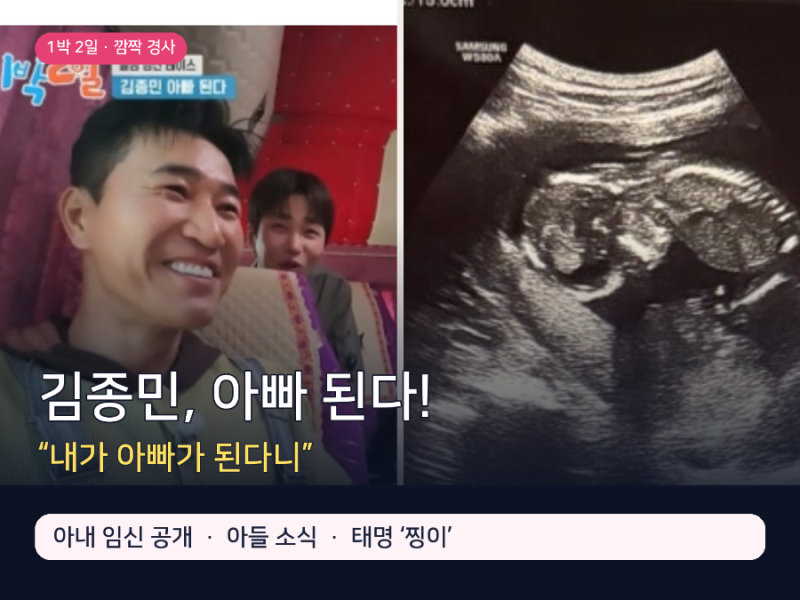“내가 아빠가 된다니”… 김종민, 결혼 후 전한 아내 임신 소식에 울컥! ‘1박 2일’ 멤버들....