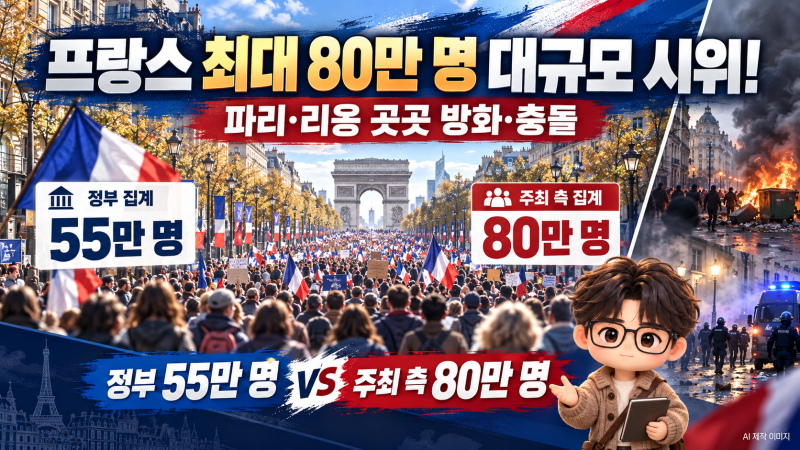 프랑스 80만 명 대규모 시위 왜 벌어졌나? 도시 곳곳 방화·약탈, 마크롱 정부 위기와 노란 조....