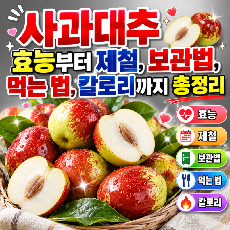 사과대추 효능부터 제철, 보관법, 먹는 법, 칼로리까지 총정리
