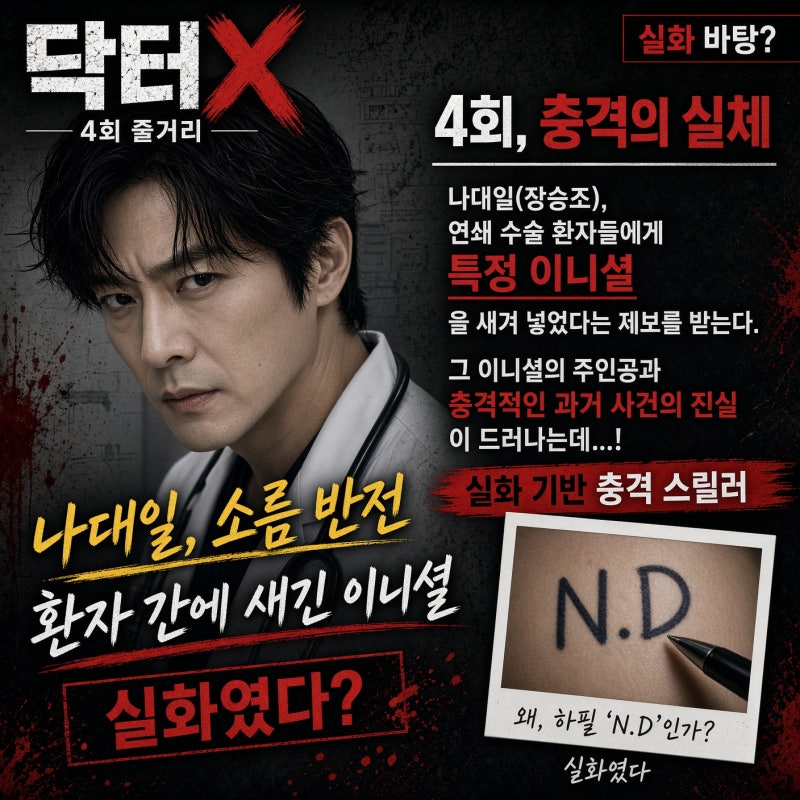 닥터X 4회 줄거리 장승조 나대일 소름 반전, 환자 간에 새긴 이니셜 실화였다?