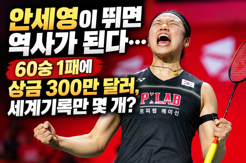 안세영이 뛰면 역사가 된다… 60승 1패에 상금 300만 달러, 세계기록만 몇 개?